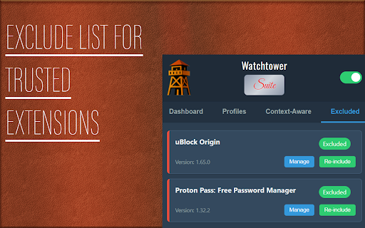 Watchtower - Extension watcher & Helper :: Monitors extension permissions and activity to protect your privacy.