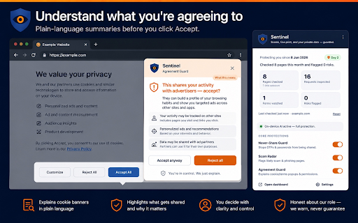 Sentinel — Scam Blocker, Phishing & Privacy Protection :: On-device scam & phishing protection. Warns about risky sites and stops data leaks — private, nothing leaves your device.