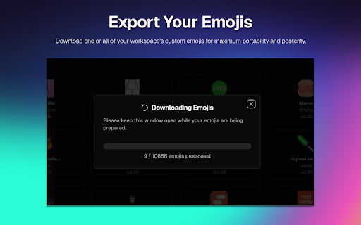 Emoji Studio for Slack :: Sync Slack emojis to Emoji Studio, create custom emojis from any image/video, and manage your workspace's emoji collection.