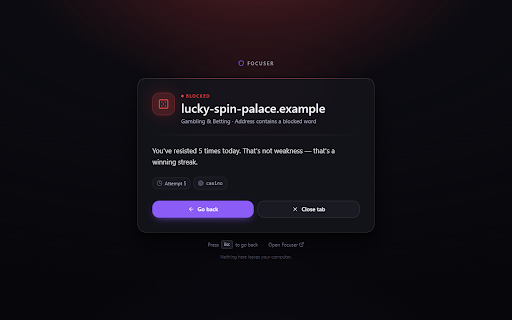 Focuser :: Blocks distracting sites so you stay focused. Enforces the block lists you set in the Focuser desktop app.