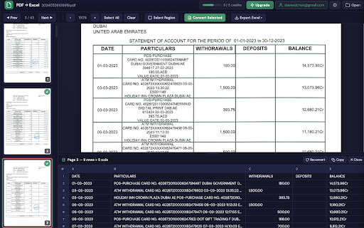 Convert PDF to Excel. Extract PDF Tables to XLS :: Convert PDF to Excel. PDF to XLS converter. Convert entire page or select specific tables with inline edit and preview.
