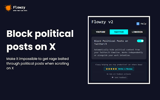 Flowzy v2 :: Context-aware content filtering for YouTube and Twitter
