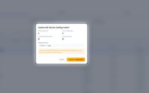 SAP BTP Workzone Kit :: Inspect and safely maintain SAP BTP Work Zone application UI5 version configuration for the signed-in admin.