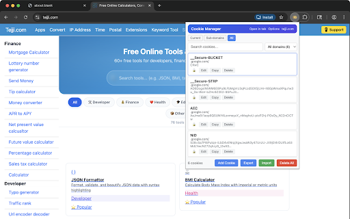 Cookie Manager :: Manage cookies and protect privacy. Add, edit and delete cookies through toolbar. Search cookies if there are many