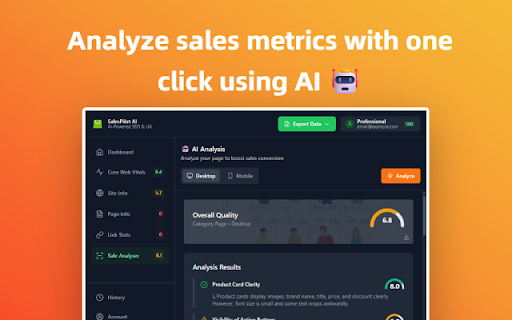 SalesPilot AI - SEO & UX Analysis :: AI-powered SEO & UX optimization for online stores. Analyze Core Web Vitals and boost your site performance.