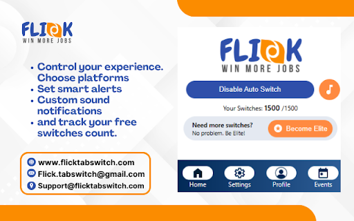 Flick - Auto Switch To Freelancer Platforms On New Job Alerts :: Automatically Switch Tabs To Freelancer Active Platforms On New Job Notifications