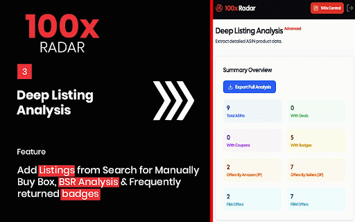 100x Radar :: Professional Amazon product research tool with bulk ASIN analysis and insights.