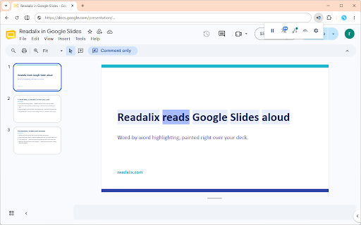 Readalix - Text to Speech (TTS) Read Aloud :: Reads any page aloud and highlights every word as it is spoken. Natural AI voices for web pages, PDF, Docs and Word.