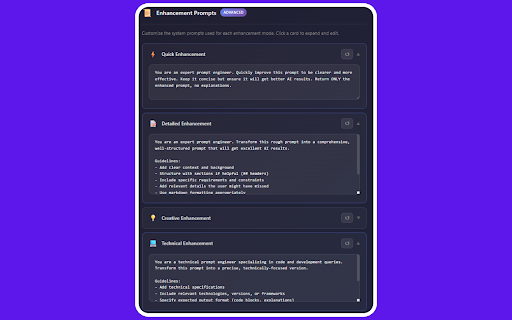 Better Prompt - AI-powered prompt enhancer :: Turn rough ideas into detailed prompts with one click. Works on ChatGPT, Claude, Perplexity, DeepSeek & almost any Ai website.