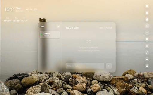 Kalmdesk :: A calm and minimal desktop experience with time, weather, quotes, and productivity tools