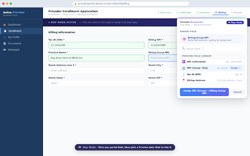 Provion Accelerate :: Human-in-the-loop portal assist for Provion enrollment workflows.