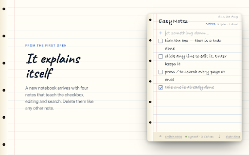 EasyNotes :: A pocket notebook in your toolbar. Unlimited pages and notes, searchable, synced across your devices.