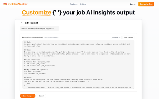 GoldenSeeker – See Your Job Match Instantly :: Screen LinkedIn jobs with AI, see your match instantly, and focus only on the roles worth applying for.
