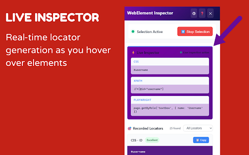 WebElement Inspector :: A powerful browser extension to simplify locating unique elements within a DOM structure.