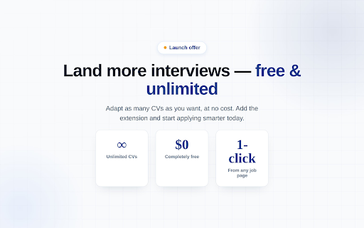 CV Adapter: AI Resume & CV Tailoring for Jobs :: AI resume builder that tailors your CV to any job description. Beat the ATS and apply faster, right from the job posting.
