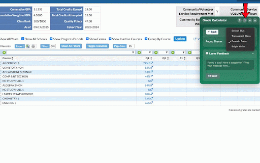 Focus Grade Calculator :: Secure floating grade calculator for Focus gradebook with enhanced privacy protection.
