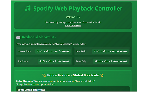 Spotify-Web Playback Controller :: Complete Spotify-Web playback control with track navigation, volume and keyboard control.