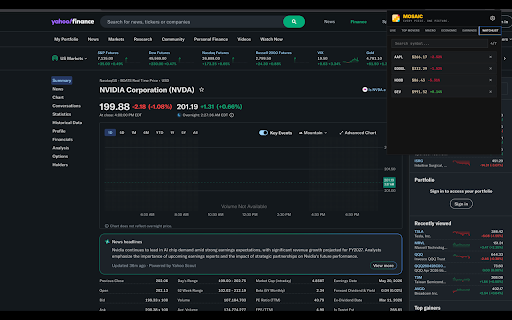 Mosaic — Free Stock Market & Economic Data :: Free live stock ticker, FRED economic data, and US treasury yields — on any webpage. No signup.