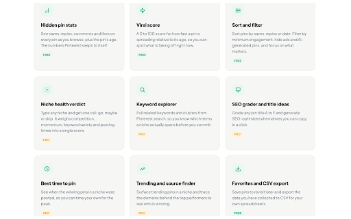 PinWise - Pinterest Pin Stats, Keyword & Niche Finder :: Discover profitable Pinterest niches, see hidden pin stats, find trending keywords, and track competitors on Pinterest.