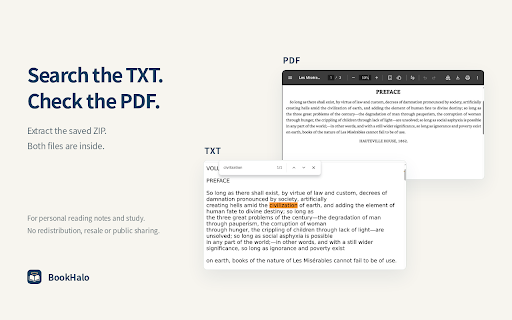 BookHalo :: Transcribe visible Kindle Cloud Reader pages into personal reading-note text and a reference PDF