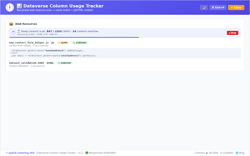Dataverse Column Usage Tracker :: Track every reference to every column in Dataverse — by Joyful Learning 365