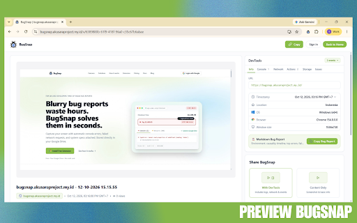 BugSnap - Bug Reporting & Screen Recorder :: Capture screenshots and screen recordings with audio, plus console logs and network errors, straight to your Google Drive.