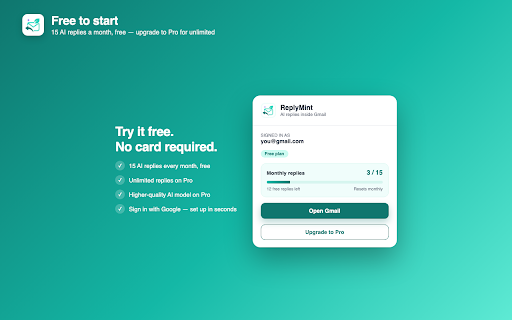 ReplyMint :: Generate smart AI replies directly inside Gmail.