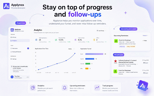 Applynza :: A privacy-first browser extension for saving, organizing, and tracking job applications directly from job boards.