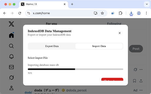IDBPort :: IndexedDB data Export and Import