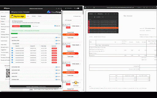 AliExpress Invoice Download :: Automatically finds order IDs, fetches invoice IDs, and generates invoice download links on AliExpress