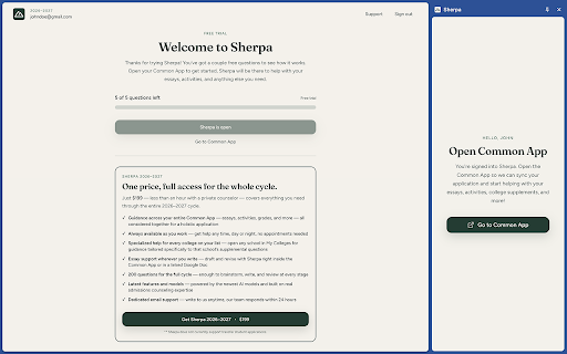 Common App College Counselor | Sherpa 2026-27 :: Get expert guidance beside your Common App for the 2026–27 cycle. 24/7 help on activities, essays, college supplements, and more.