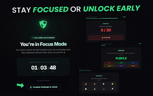 FocusShield - Block Online Distractions :: Block distracting content on social media and custom sites. Stay focused, browse smarter, reclaim your time.