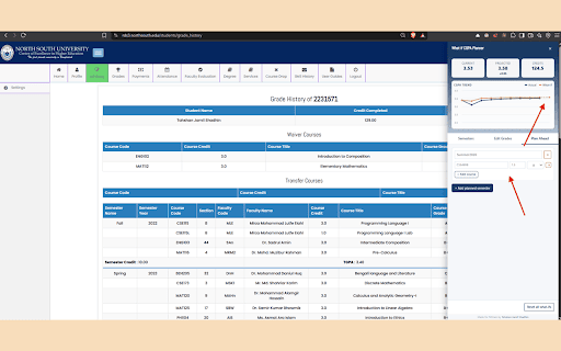 What if CGPA Planner :: Edit, analyze, and plan your semesters, plus a quick-glance widget for today's routine and attendance on the NSU RDS portal.