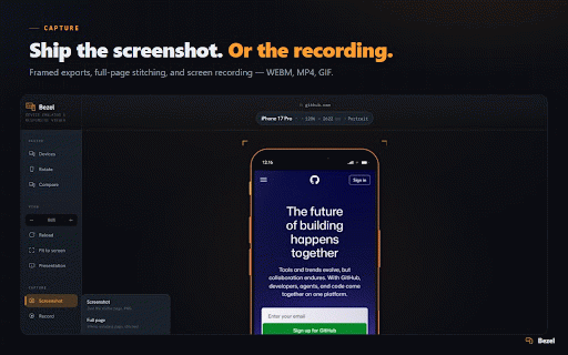 Bezel — Responsive Design Tester & Mobile Device Emulator :: Test responsive design on 90+ device frames, phones to foldables. Accurate touch, DPR & client-hint emulation. Free, no ads.