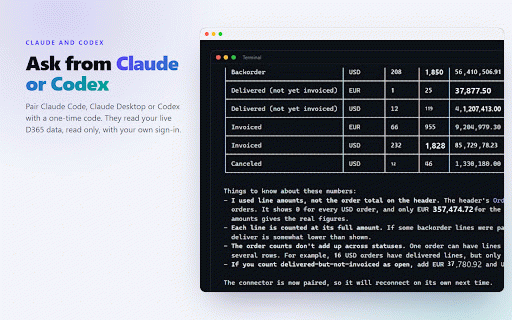D365 AI Data Manager :: Browse D365 entities and build live Copilot dashboards and widgets.