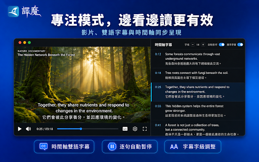 譯魔 WizSubs — 沉浸AI 雙語字幕 | 網頁翻譯 | 單字卡學習 :: YouTube、Netflix 雙語字幕,網頁與 PDF 翻譯、網頁 AI 重點摘要,搭配單字卡與文法分析學習。