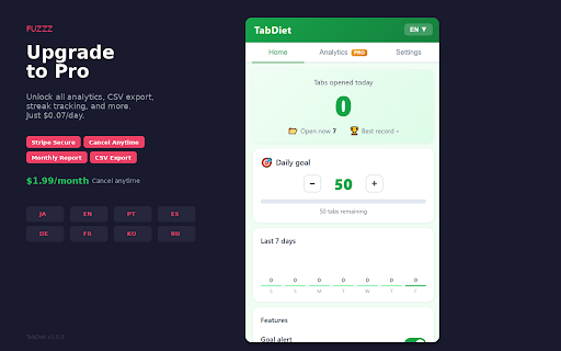 TabDiet - タブダイエット :: 1日に開くタブ数を記録し、節約記録を達成しよう!月次ランキングやヒートマップでタブ習慣を可視化。