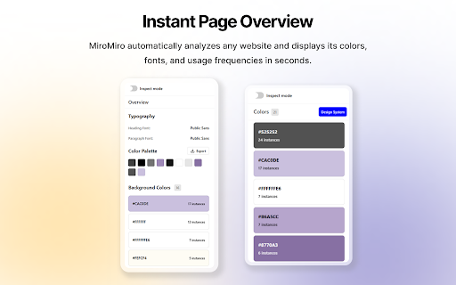 MiroMiro :: Capture and download a website's entire visual system: CSS, colors, fonts, spacing, SVGs, Lottie, and all media assets in one click.