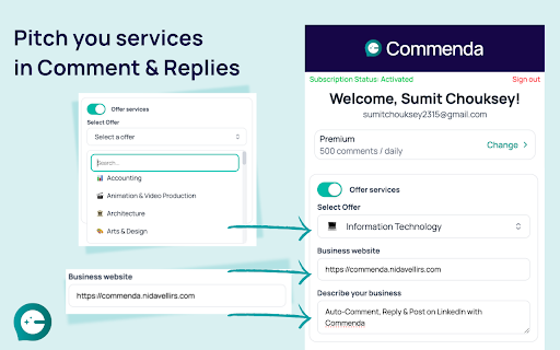 Commennda :: Auto-Comment, Reply & Post on LinkedIn with Commenda