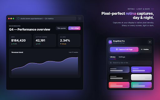 SnapShot Pro — Full Page Screenshot Capture :: Capture stunning full-page, scrolling, and visible-area website screenshots in HD. Fast, reliable, and beautifully designed.