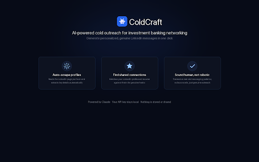 ColdCraft - LinkedIn Cold Messaging :: AI-powered cold message generator for LinkedIn profiles