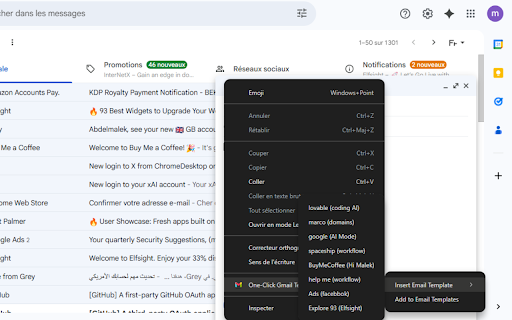 One-Click Gmail Template :: Insert pre-saved email templates into web-based email clients with one click or add templates from Gmail emails.