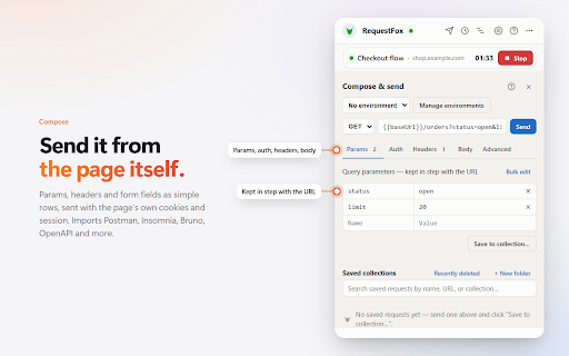 RequestFox – API Tester & Network Monitor: Capture, Replay, Mock :: See every API call as you test. Auto-flags failed, slow & duplicate requests. Replay, mock & export to Postman — free, 100% local.