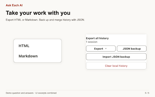 Ask Each AI :: Send one question to your chosen AI websites and compare their answers in one place.