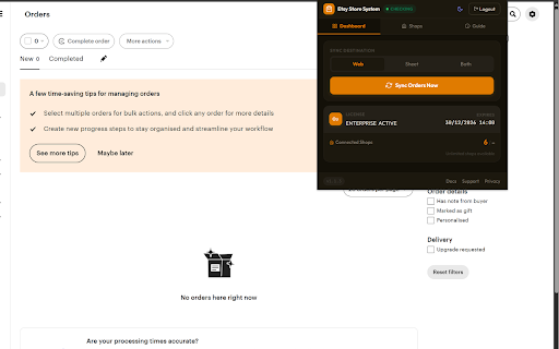 Etsy Orders Sync - Etsy Store System :: Sync Etsy shop orders to a web dashboard and Google Sheets. Manage multiple shops and track orders in one place.