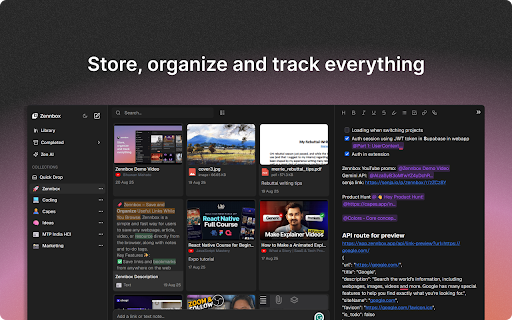 Zennbox :: Save and manage links, notes, bookmarks with AI