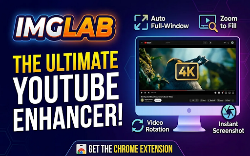 IMGLAB YouTube Immersive :: Distraction-free YouTube — hides navbar, chat, comments, and endscreen cards. Auto HD quality. Zoom to fill. Video only.