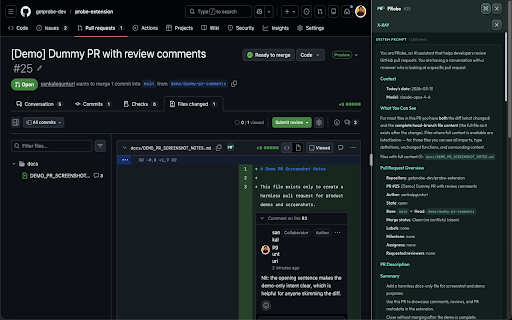 PRobe :: AI review companion for GitHub PRs