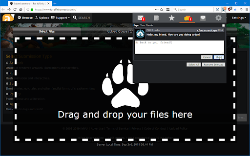 FABUI (FurAffinity Uploader & Notifier) :: Implements a better uploader and notification system on FurAffinity.