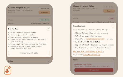 Claude Project Downloader :: Download Claude project files individually or as a ZIP archive, in native format or Markdown.